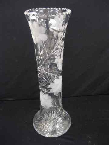 Appraisal: Cut Glass Vase floral '' tall excellent