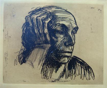 Appraisal: K THE KOLLWITZ german - SELBSTBILDNIS printed posthumously Von der