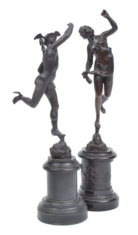 Appraisal: A BRONZE FIGURE OF MERCURY AND A BRONZE FIGURE OF