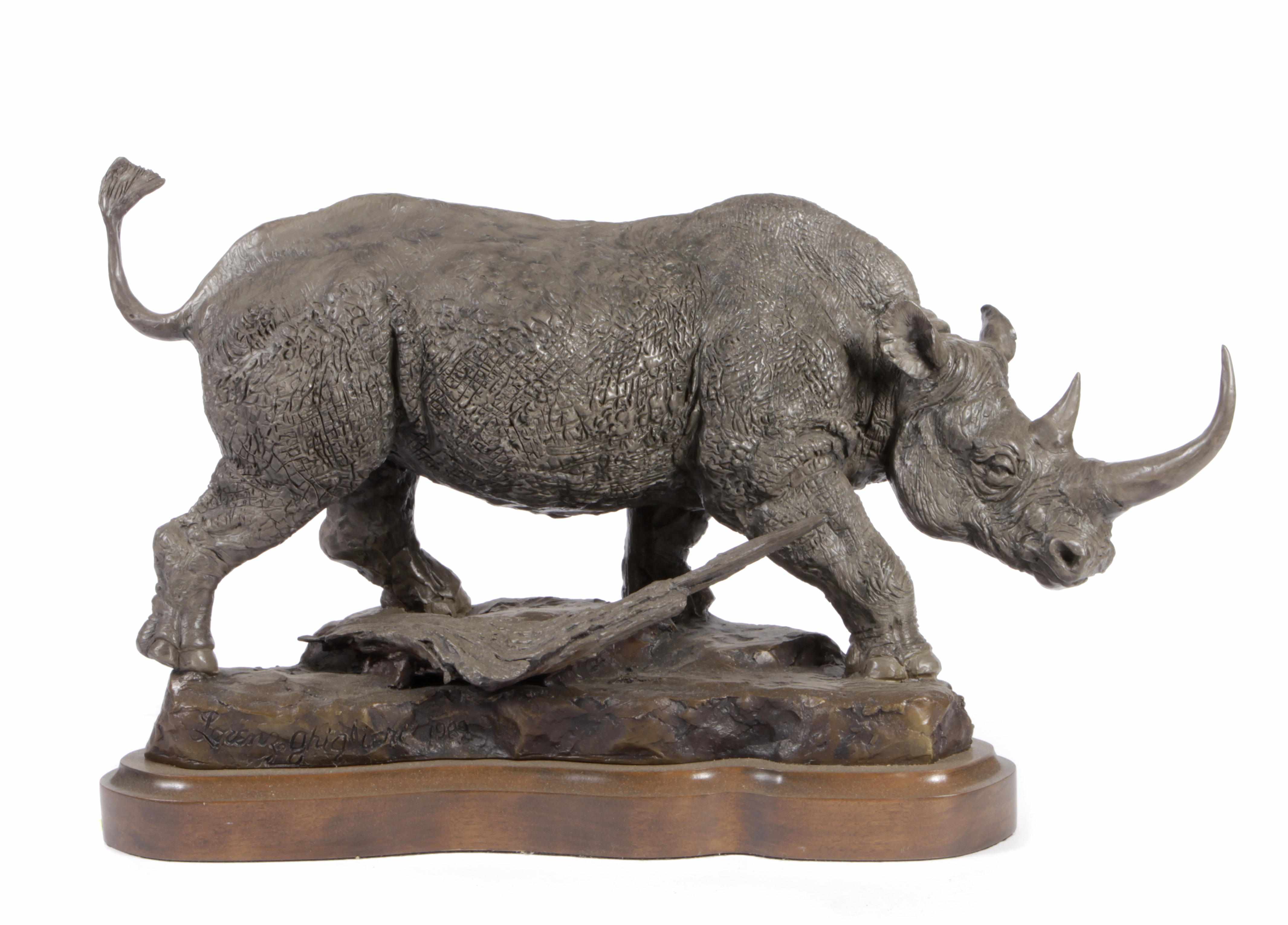 Appraisal: Lorenzo E Ghiglieri American born Rhinoceros in motion signed and