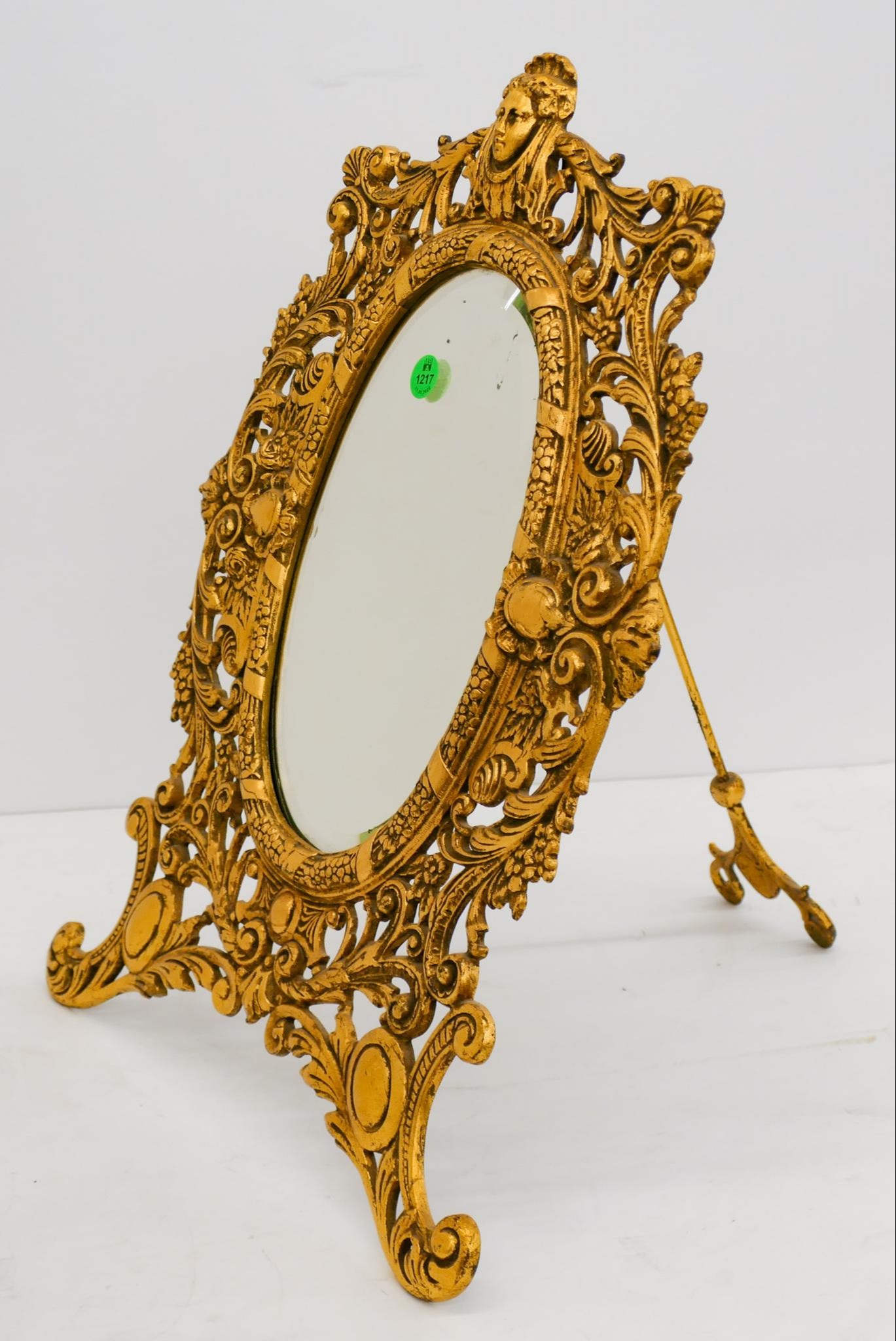 Appraisal: Bradley Hubbard Gilt Iron Easel Back Mirror '' -