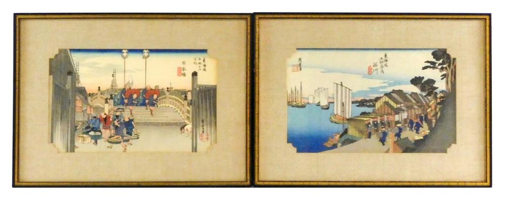 Appraisal: Two prints by Ando Hiroshige Japanese - color woodblock prints