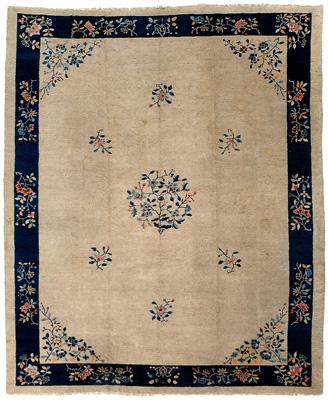 Appraisal: Chinese rug floral bouquets and corner work on ivory field