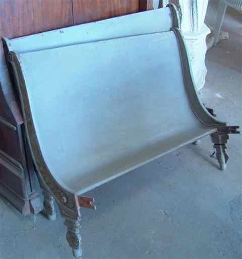 Appraisal: FRENCH PARCEL GILT AND GREY PAINTED METAL SLEIGH-FORM DAYBED h