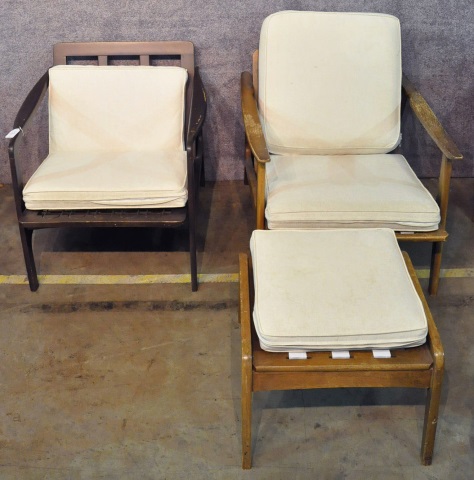 Appraisal: Group Of Three PiecesIncluding two contemporary style armchairs with loose