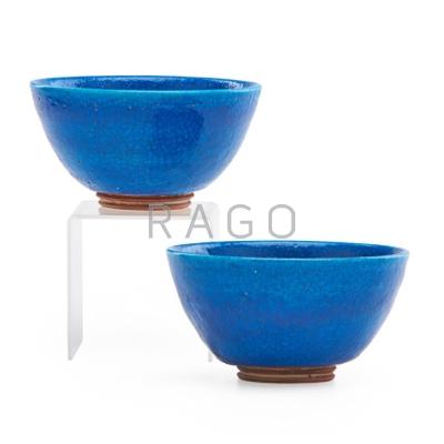 Appraisal: GLEN LUKENS - Two small glazed ceramic bowls Persian blue