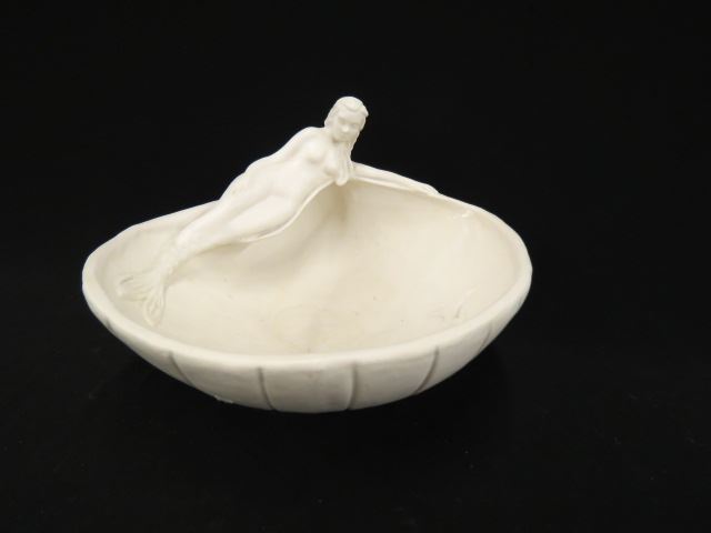 Appraisal: Van Briggle Art Pottery Figural Mermaid Bowl shell shape white