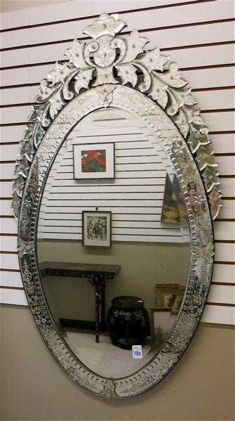 Appraisal: VENETIAN STYLE WALL MIRROR th century an oval mirror in