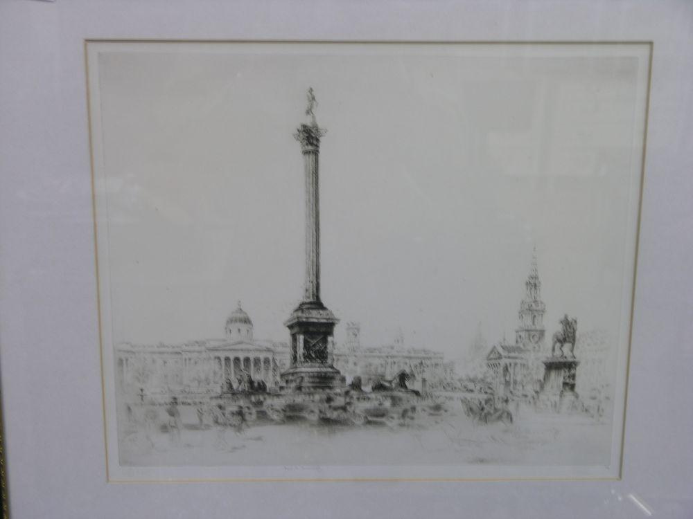 Appraisal: Fred Farrell - etching view of Trafalgar Square signed in