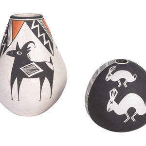 Appraisal: Lucy Lewis and Emma Lewis Acoma - - Pottery Vases