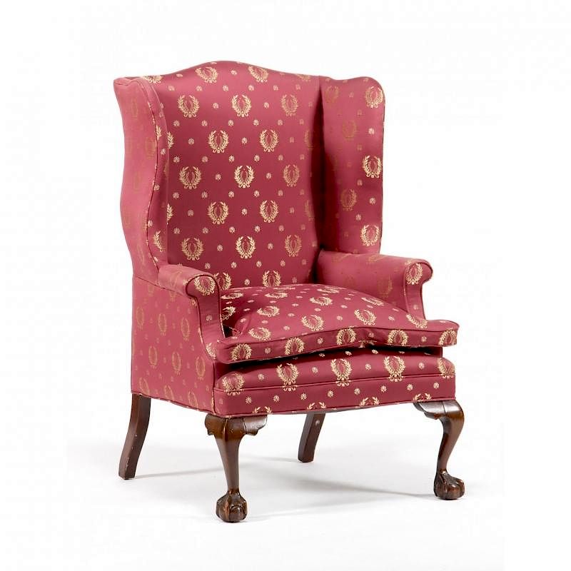 Appraisal: Chippendale Style Wing Chair early to mid th century mahogany