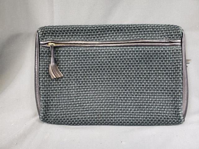 Appraisal: Bottega Veneta black fabric clutch bag zippers on both sides