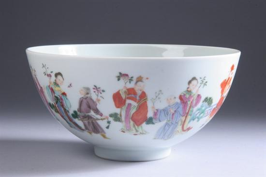 Appraisal: CHINESE FAMILLE ROSE PORCELAIN BOWL Jiaqing underglazed blue seal mark