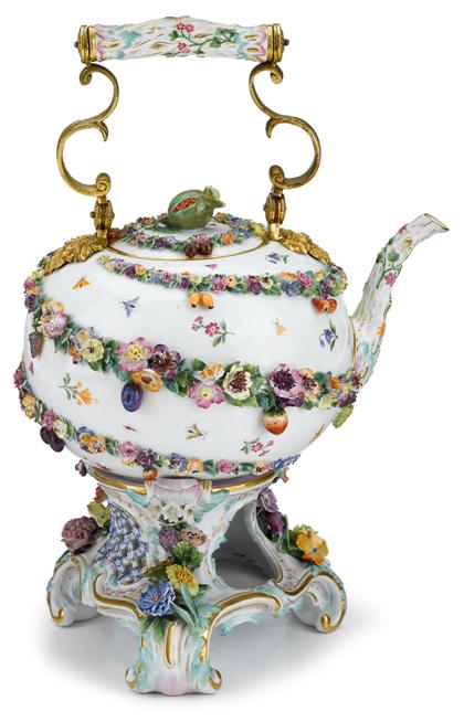 Appraisal: Meissen painted porcelain kettle and stand th century