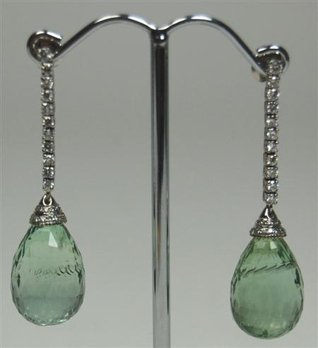 Appraisal: A pair of ct white gold mounted contemporary pendant earrings