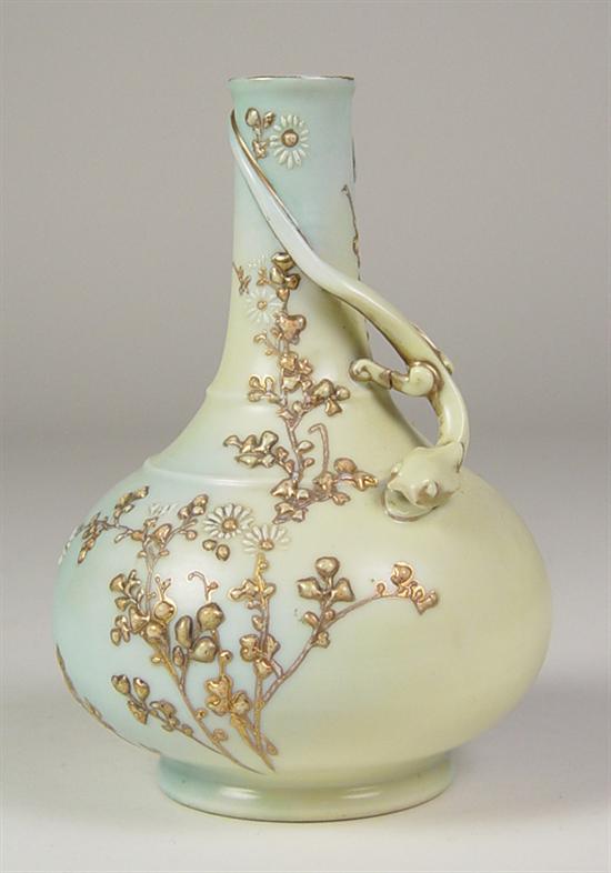 Appraisal: Oriental Porcelain Vase Bulbous vase with applied daisies and foliage