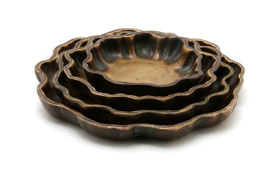 Appraisal: Set of Four Tiffany Studios Bronze Nesting Trays each having