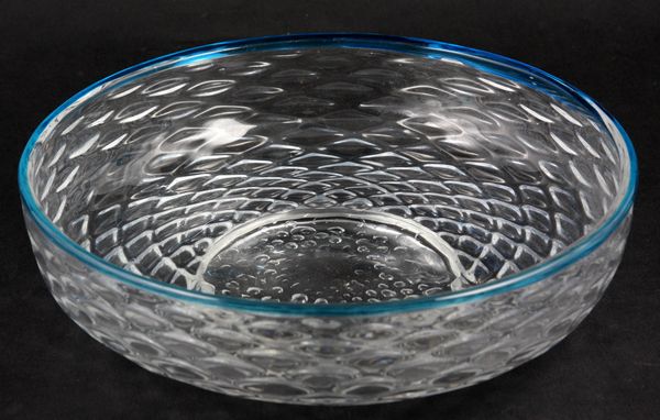 Appraisal: Blown crystal bowl with blue trim possibly Baccarat unsigned dia