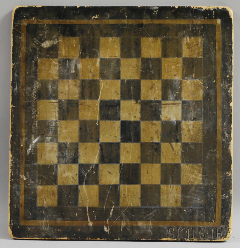 Appraisal: Painted Pine Checkerboard x in Provenance Estate of Susan Parrish