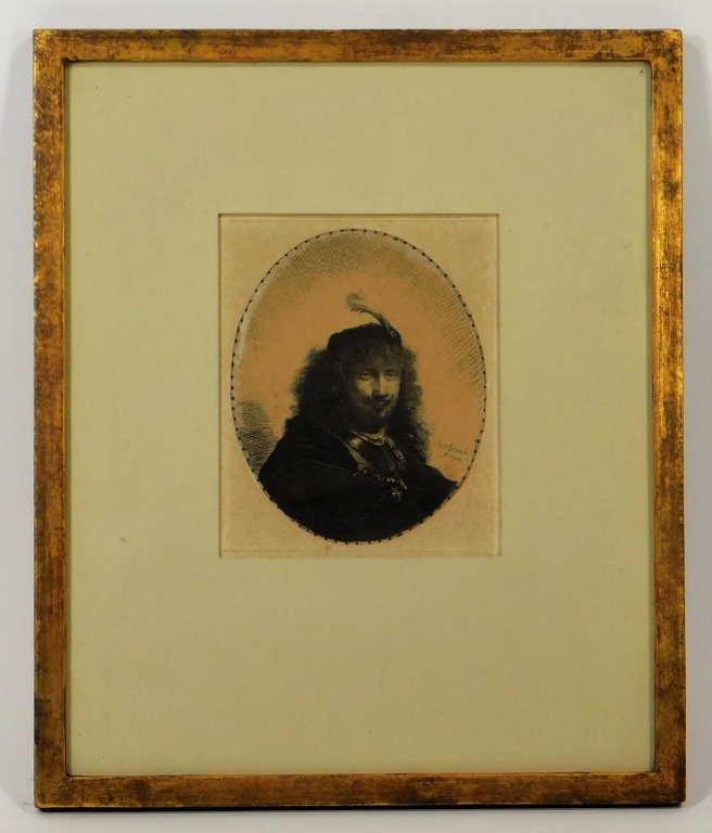 Appraisal: IGNACE DE CLAUSSIN REMBRANDT SELF PORTRAIT ETCHING Netherlands - After