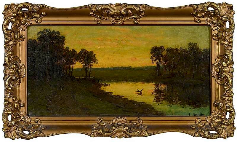 Appraisal: T Martin late th early th century Twilight signed lower