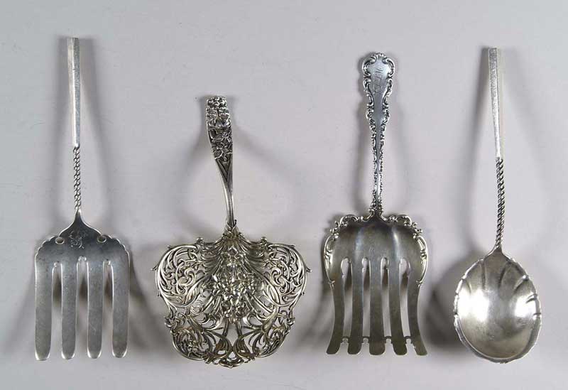 Appraisal: FOUR FANCY STERLING SERVING PIECES Includes - Whiting pierced large