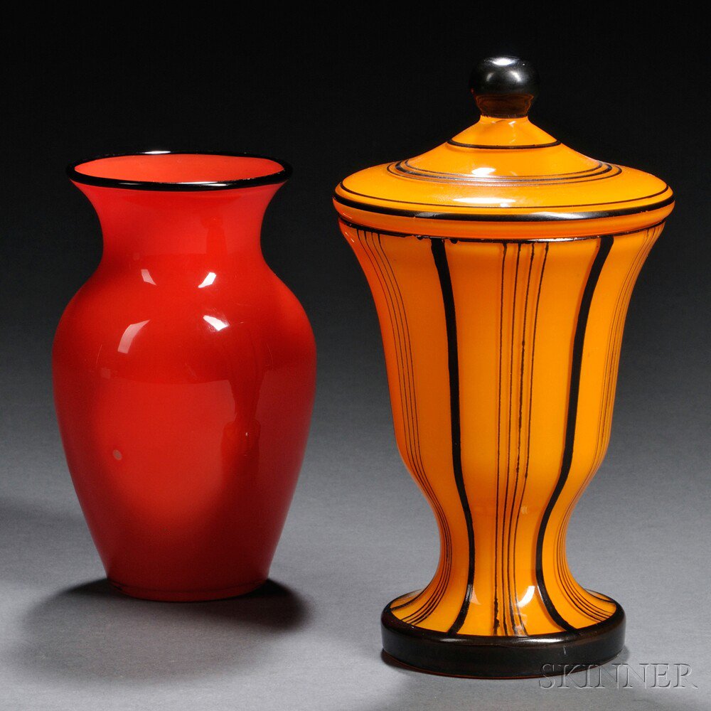 Appraisal: Loetz Tango Vase and Jar Art glass Czechoslovakia c -