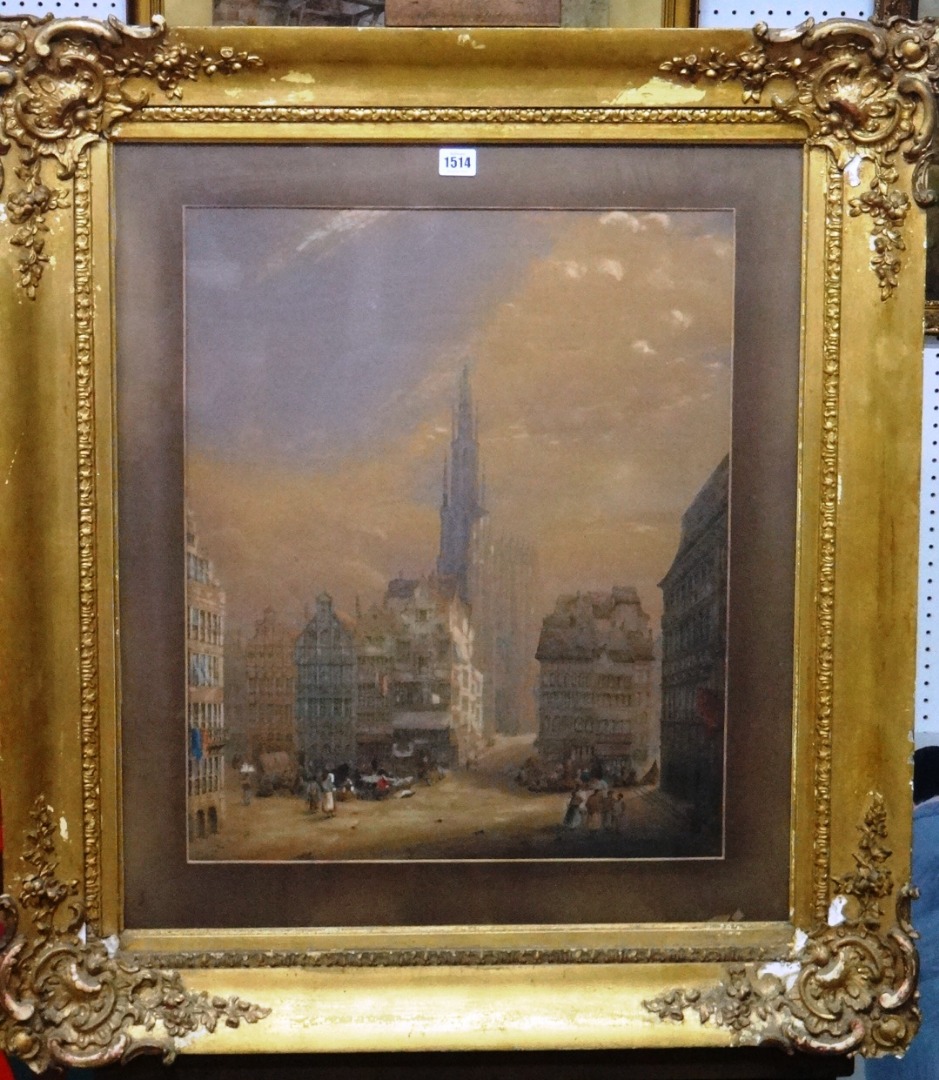 Appraisal: Follower of Samuel Prout Antwerp watercolour cm x cm