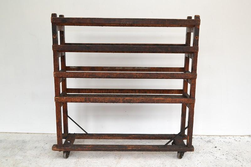 Appraisal: AN EARLY VINTAGE INDUSTRIAL TIMBER SHOE MAKER'S TROLLEY AN EARLY