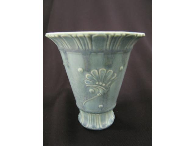 Appraisal: Rookwood Art Pottery Vase with carved floral decoration matte blue