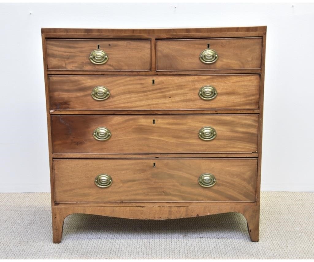 Appraisal: English Hepplewhite mahogany inlaid chest of drawers circa h x