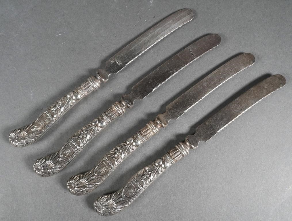 Appraisal: Set of sterling hollow handled knives Handles have Florida state