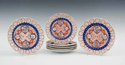 Appraisal: A Set of Seven Imari Plates with Reticulated Rims th