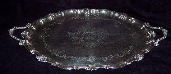 Appraisal: An oval engraved two-handled silver tray Edinburgh