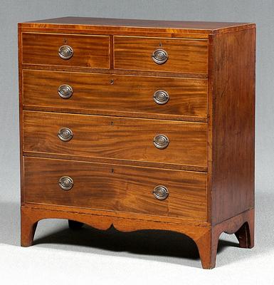 Appraisal: Hepplewhite inlaid mahogany chest figured mahogany veneers with pine secondary