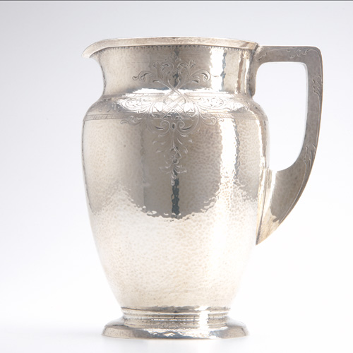 Appraisal: Gorham hammered sterling water pitcher in the Arts and Crafts