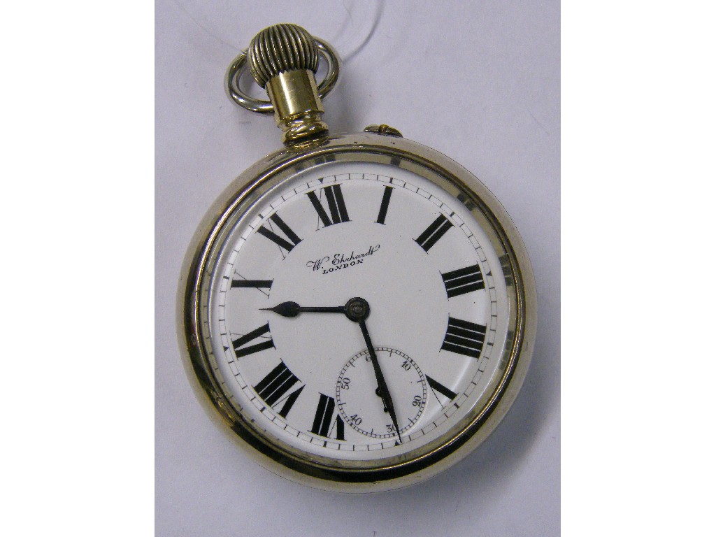 Appraisal: W Ehrhardt London Military issue lever nickel case pocket watch