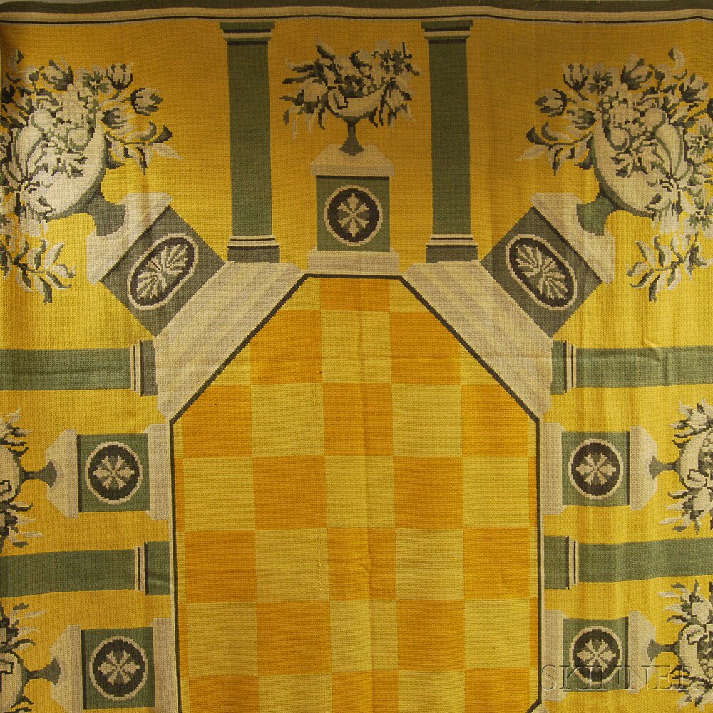 Appraisal: Chinese Yellow Needlework Rug ft in x ft in Estimate