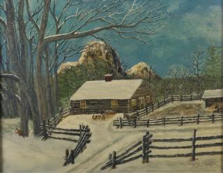 Appraisal: Robert Willer Winter Farmstead Oil on Canvas Robert Willer framed