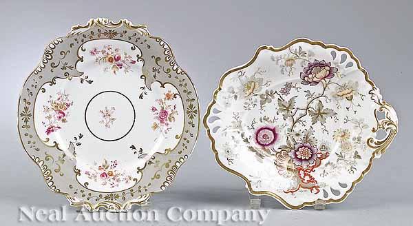 Appraisal: Two Late Georgian Porcelain Dishes c one a shaped round