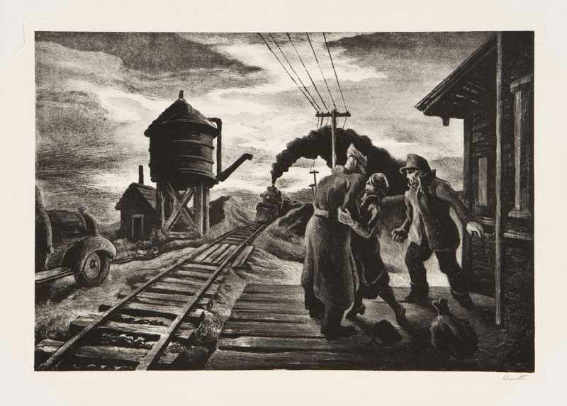 Appraisal: Thomas Hart Benton - Kansas City MO Morning Train Soldier's