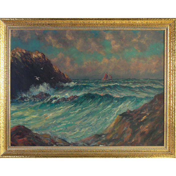 Appraisal: American School Coastal Scene c oil canvas x signed indistinctly