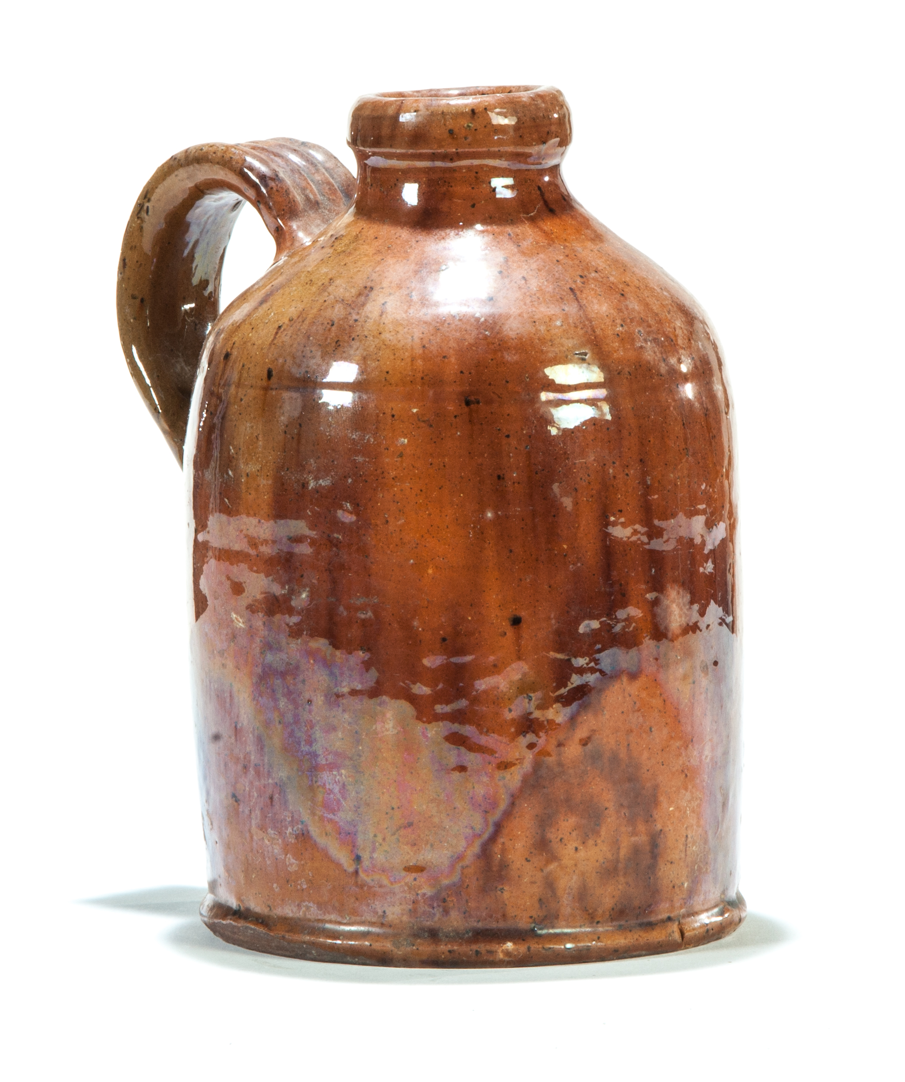 Appraisal: NEW ENGLAND REDWARE JUG Second half- th century Diminutive with