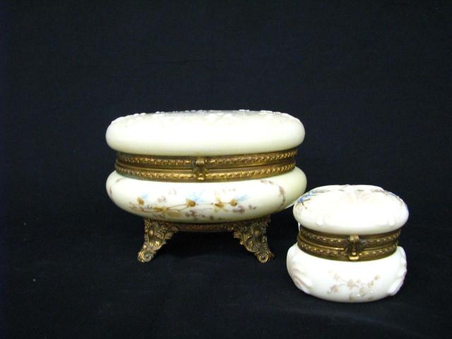 Appraisal: Two Victorian Wavecrest Dresser Boxes one is diameter one is