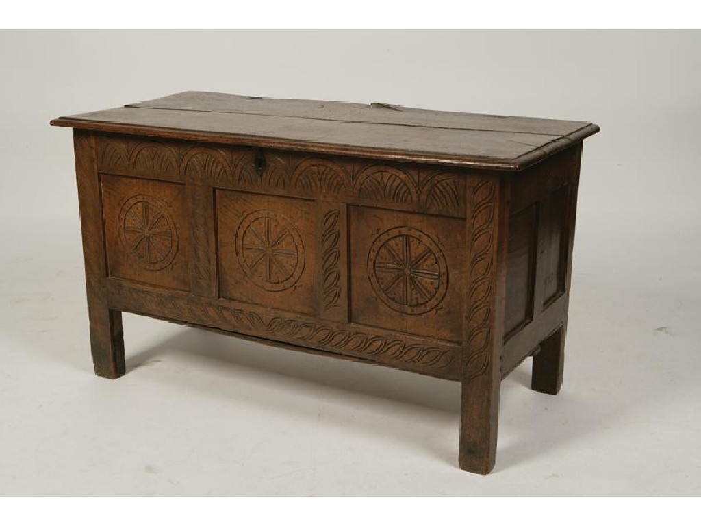 Appraisal: A WEST COUNTRY OAK COFFER with a rectangular top with