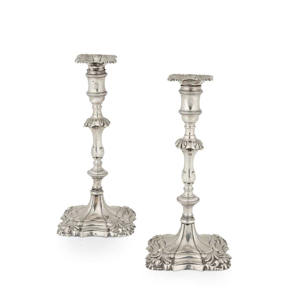 Appraisal: A PAIR OF GEORGE III CAST TABLE CANDLESTICKS William Cafe