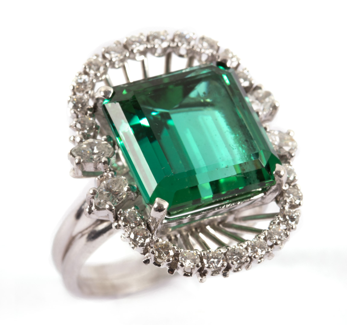 Appraisal: A Green Tourmaline Diamond Ring mounted in platinum approximately cts