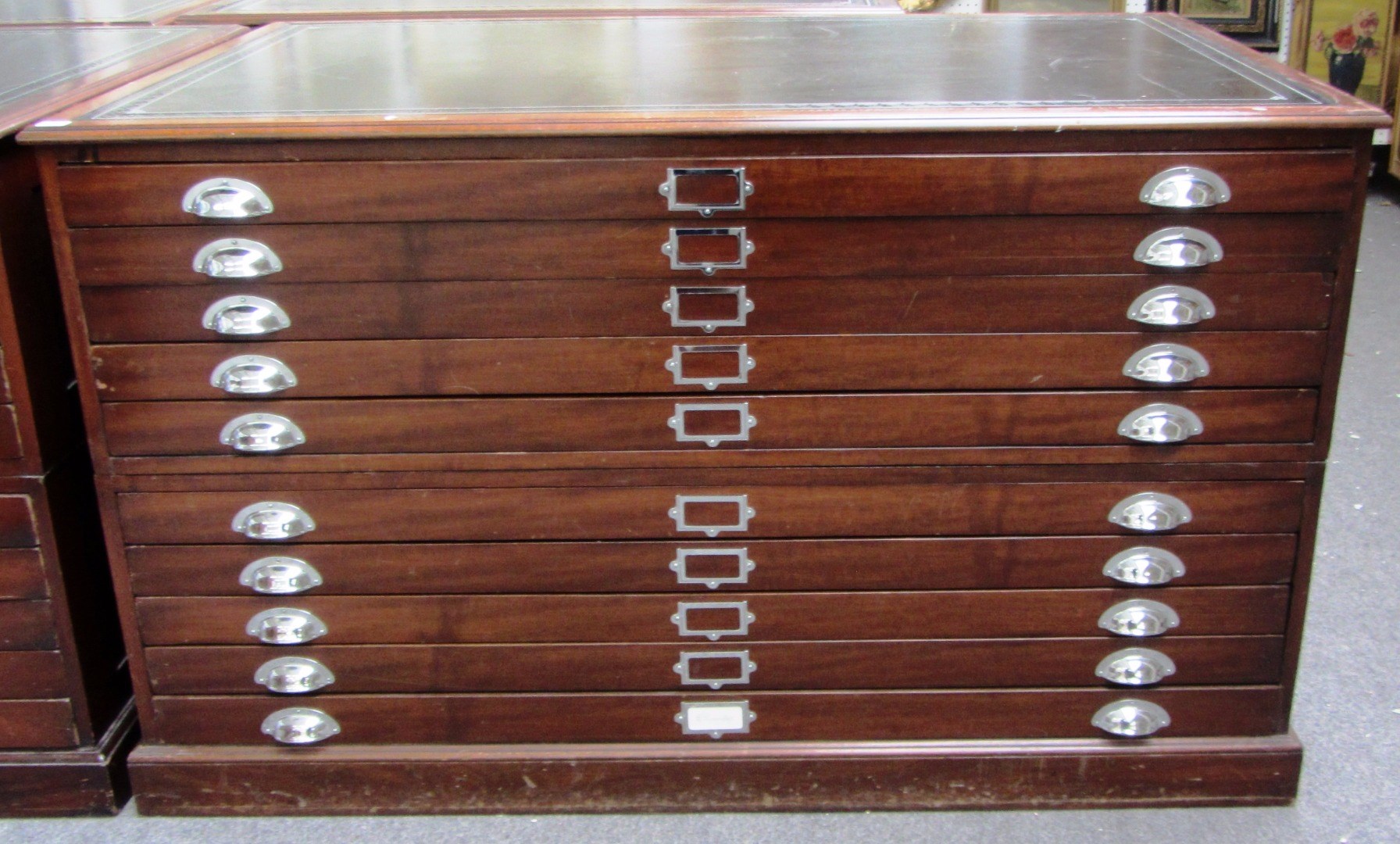 Appraisal: A mid th century mahogany two part plan chest with