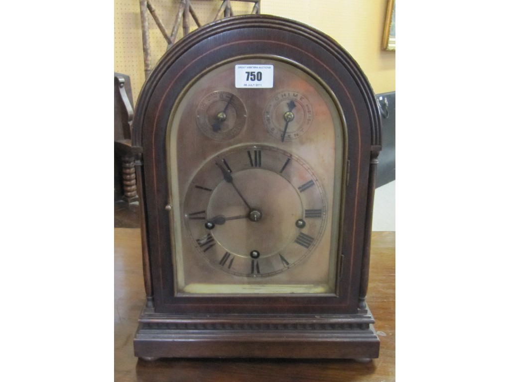 Appraisal: Edwardian mahogany inlaid bracket clock with a second dial