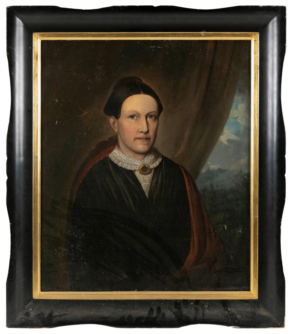 Appraisal: HALF-LENGTH PORTRAIT OF A WOMAN TH CENTURY OIL ON CANVAS